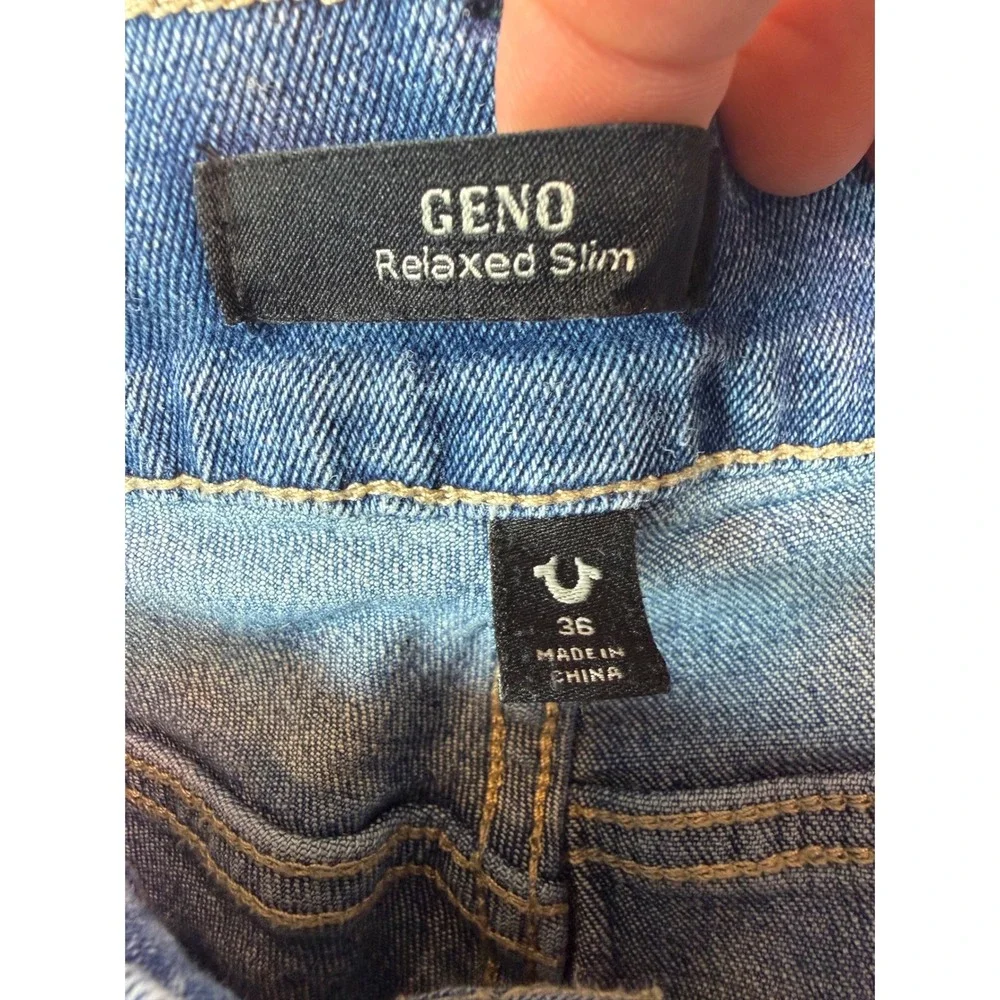 True Religion‎ Geno Relaxed Slim Blue Jeans Mens 36 Medium Wash Stretch Denim